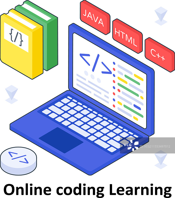 在线编码学习等距彩色图像图片素材