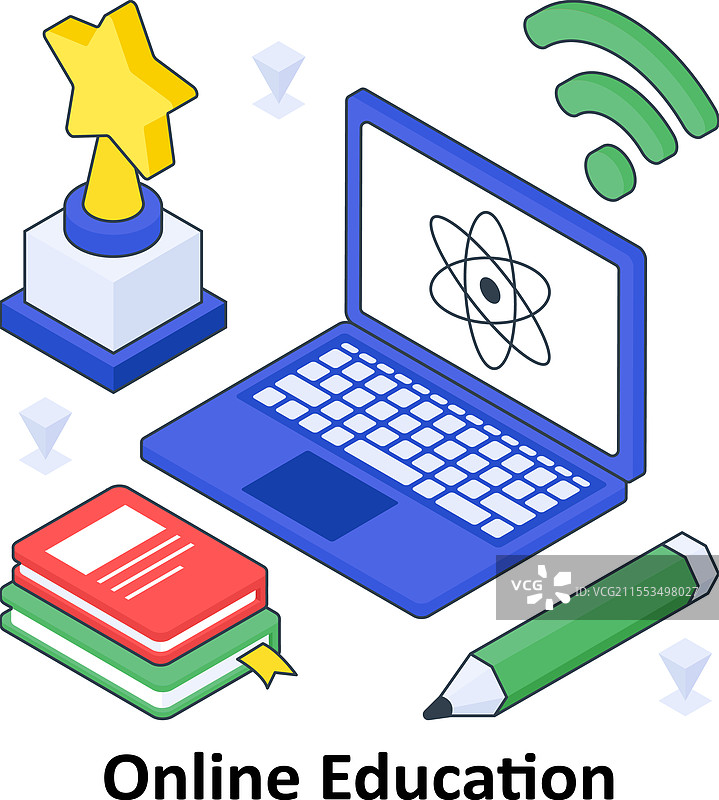 在线教育等距彩色插图图片素材