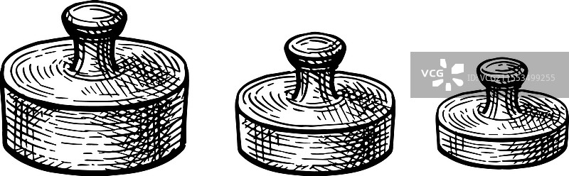 古董砝码的墨水素描图片素材