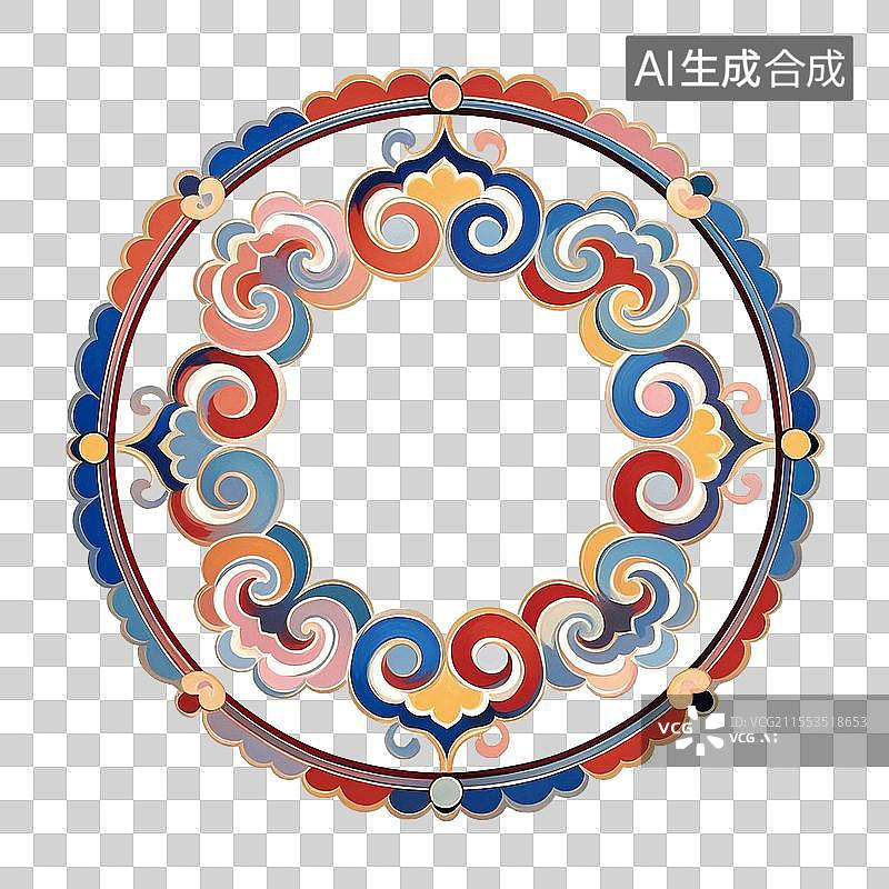 【AI数字艺术】传统圆形花纹纹样免抠元素图片素材