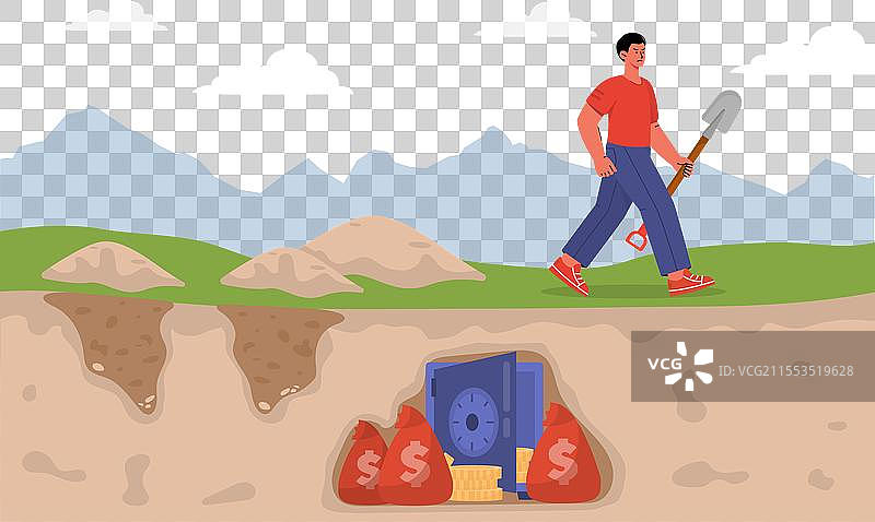 挖掘者在宝藏附近放弃了努力图片素材
