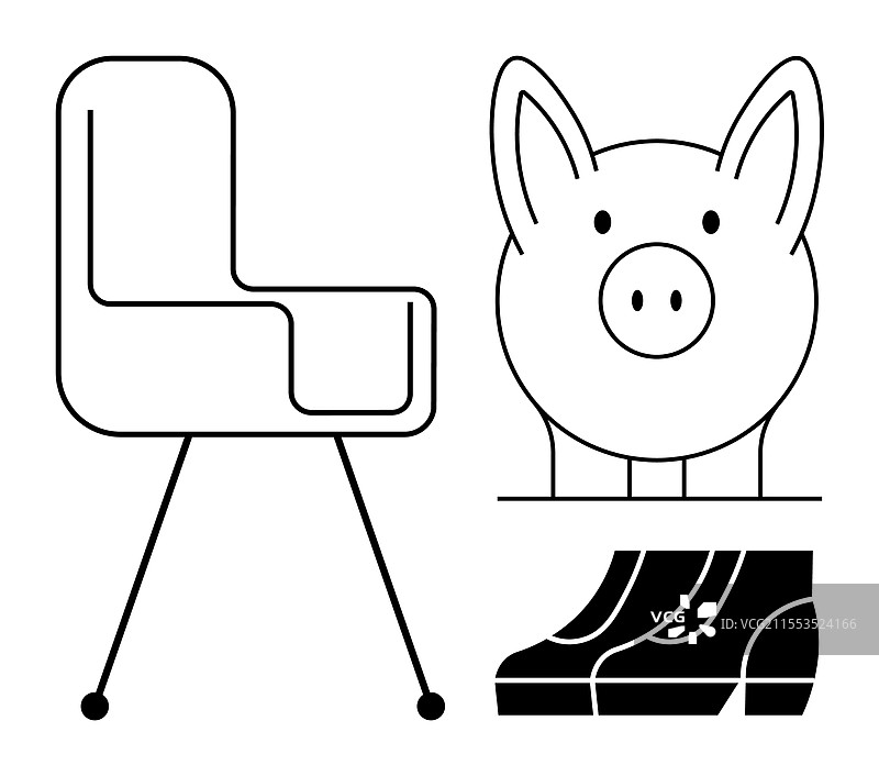 现代椅子、储蓄罐和鞋子在极简风格中图片素材