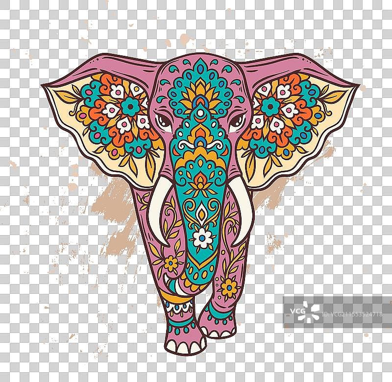 复古大象曼陀罗图片素材