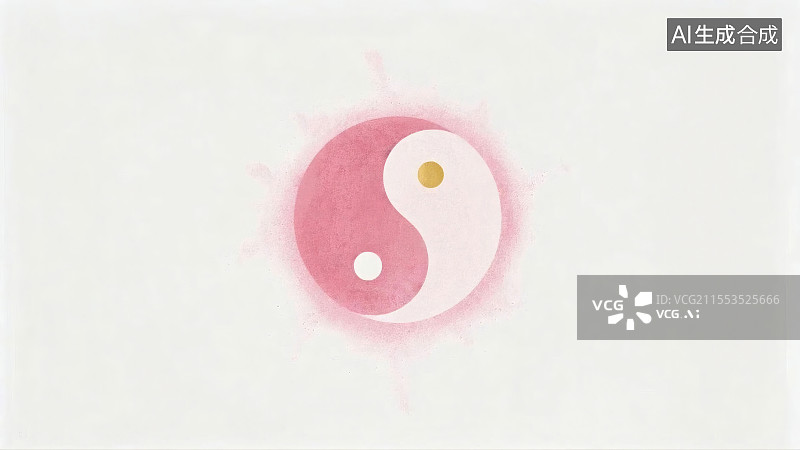 【AI数字艺术】粉色水墨风格阴阳符号图案图片素材
