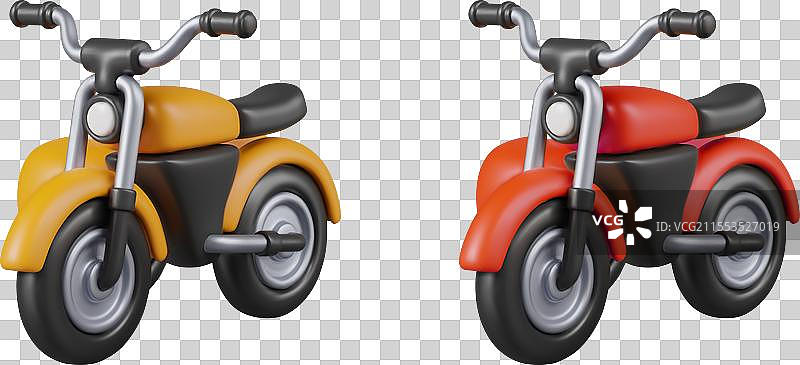 一组孤立的复古三轮车图片素材