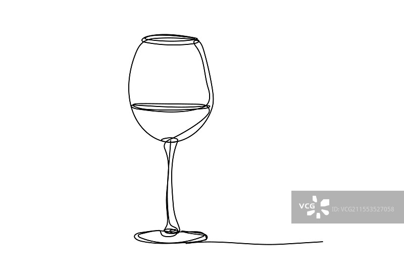 一杯葡萄酒的线条画风格图片素材