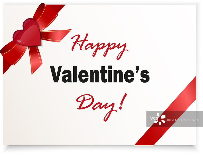 情人节横幅，带有心形和红色丝带图片素材