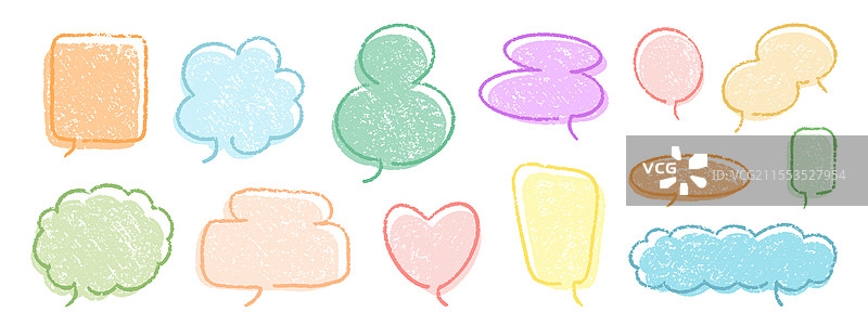 蜡笔对话气泡套装与粉笔涂鸦图片素材