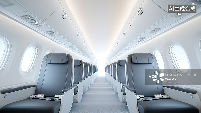 【AI数字艺术】私人飞机内部的一排座位图片素材