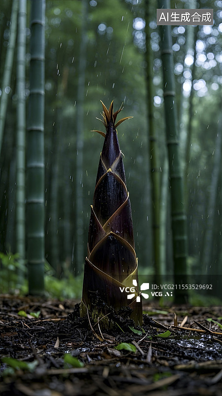 【AI数字艺术】竹林里的春笋图片素材