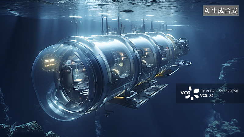 【AI数字艺术】科幻场景水下实验舱图片素材