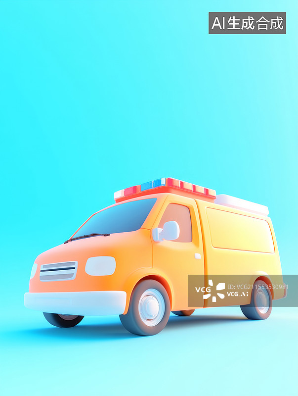 【AI数字艺术】卡通风格的救护车图片素材