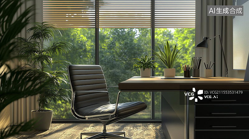 【AI数字艺术】现代办公桌面与室内环境图片素材