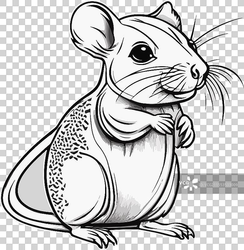 一只脖子上带着项圈的老鼠的画作图片素材