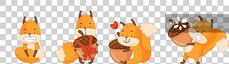 可爱的松鼠角色，蓬松的尾巴正在参与图片素材