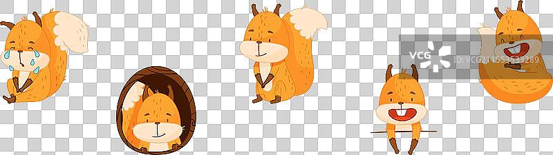 可爱的松鼠角色，拥有蓬松的尾巴，正在参与图片素材