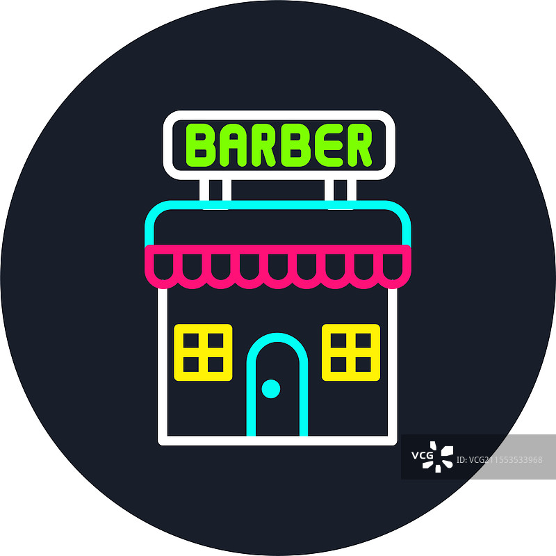 理发店线条多色图标图片素材