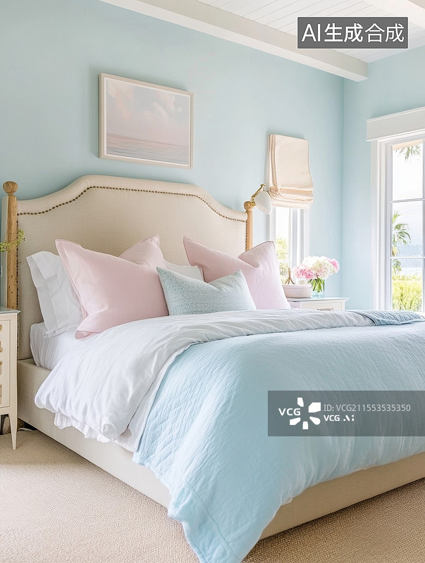 【AI数字艺术】宁静的卧室场景图片素材