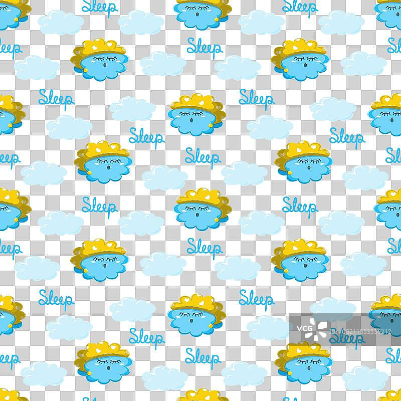 可爱的无缝图案与婴儿角色图片素材