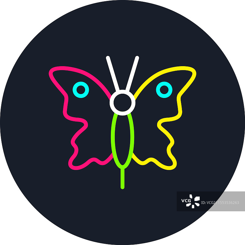 多色蝴蝶线条图标图片素材