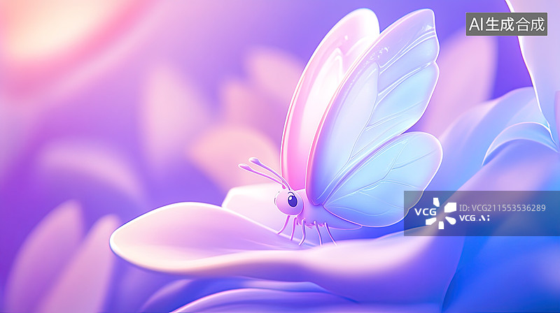 【AI数字艺术】紫色花朵上的蝴蝶图片素材