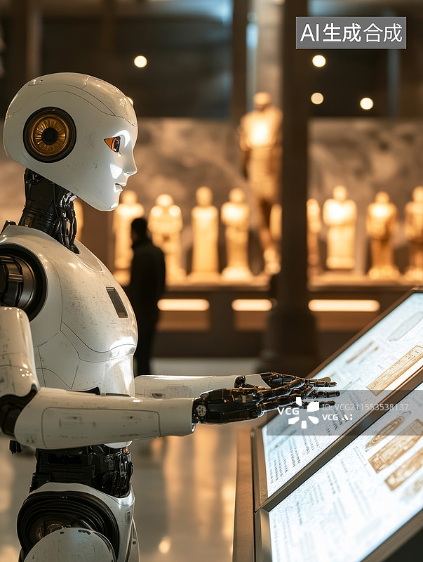 【AI数字艺术】机器人在博物馆互动图片素材