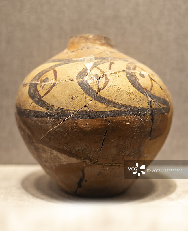 鱼纹彩陶壶 新石器时代仰韶文化 距今7000-5000年 唐河县茅草寺采集 河南博物院图片素材