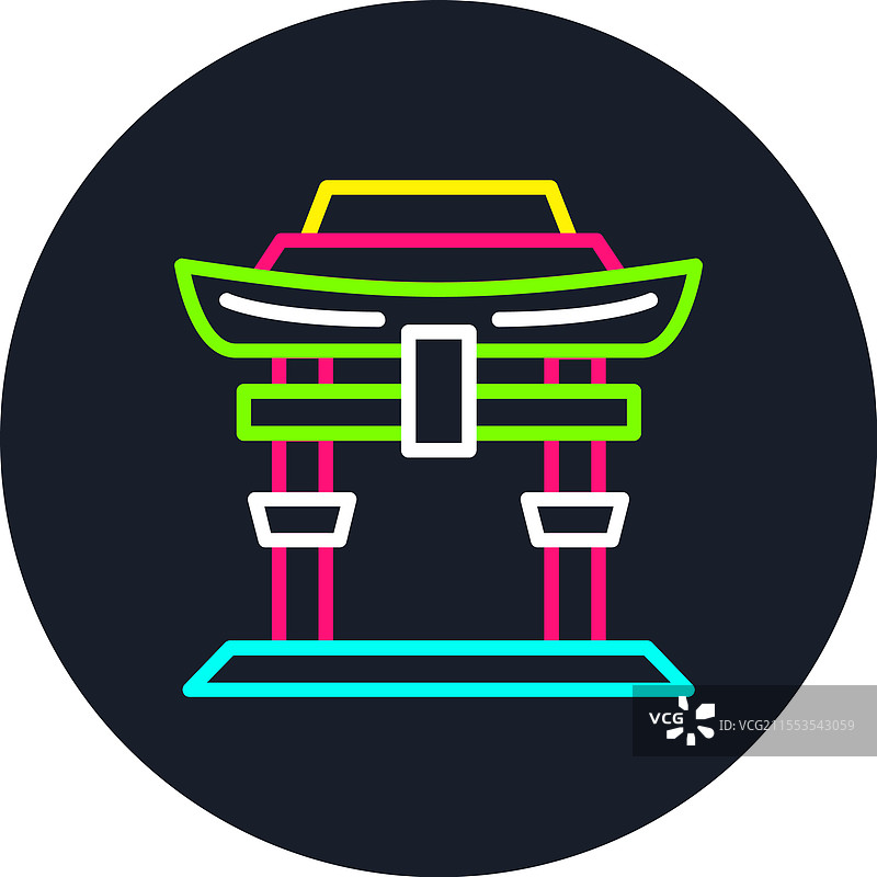 厳島神社线条多彩图标图片素材