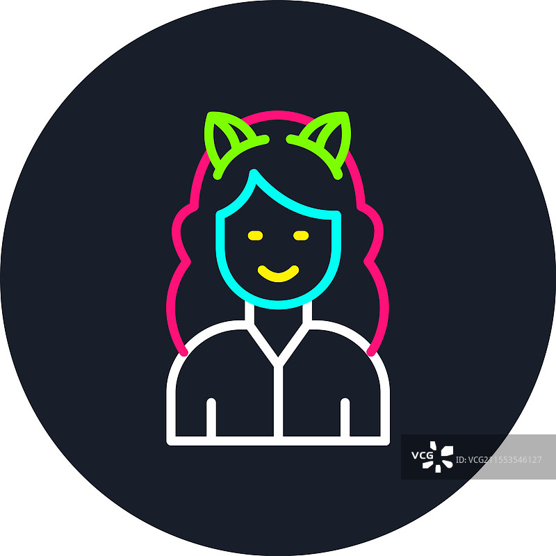 多色猫耳线条图标图片素材
