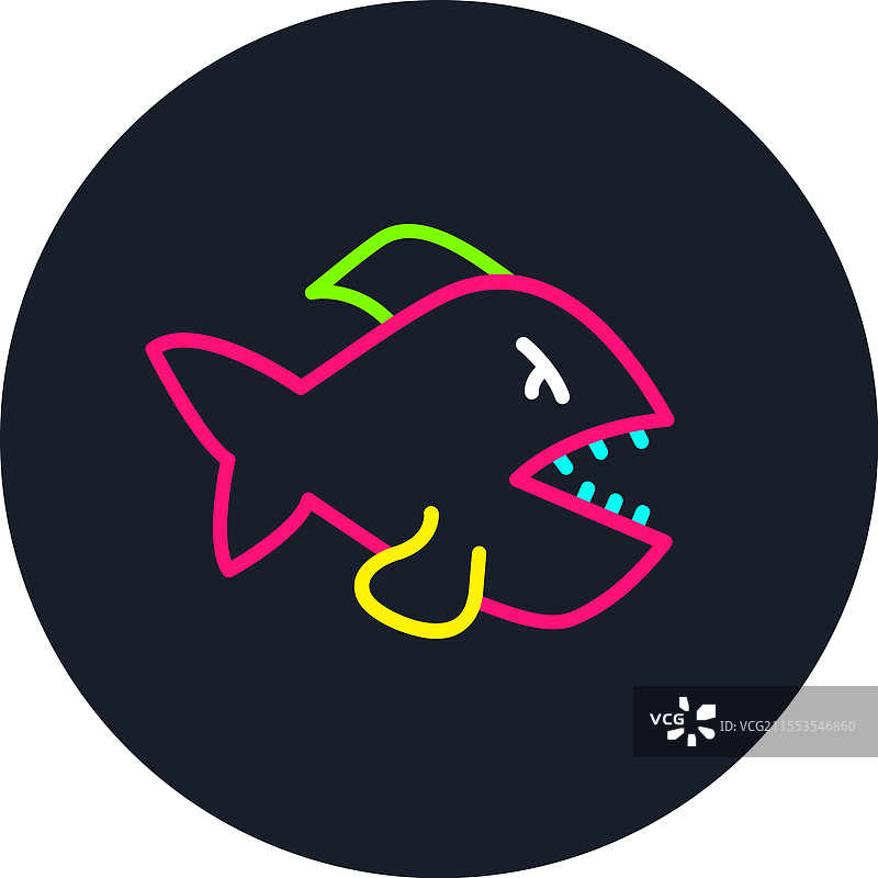 食人鱼线条多色图标图片素材