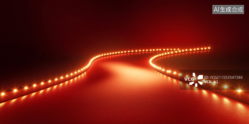 【AI数字艺术】璀璨灯路蜿蜒向绚烂远方图片素材