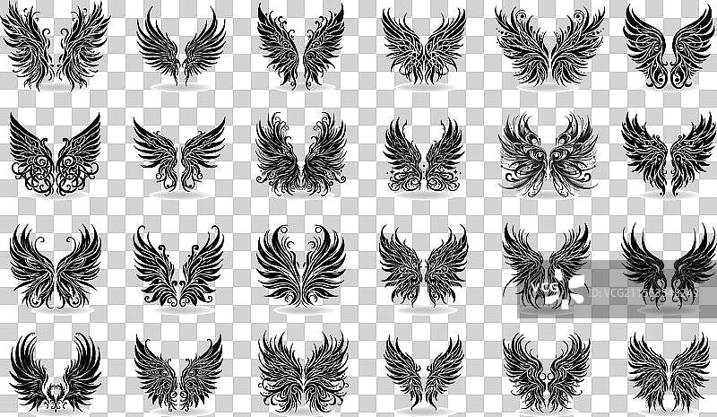雕刻风格的翅膀集合图片素材