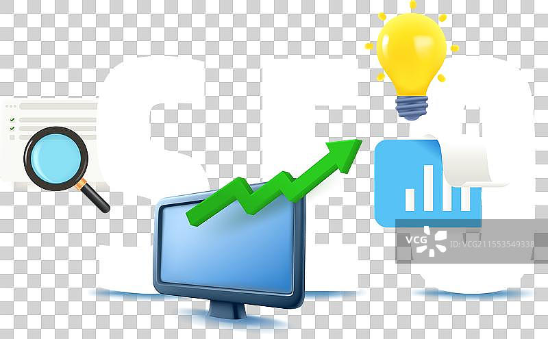 带有3D元素的SEO优化概念图片素材