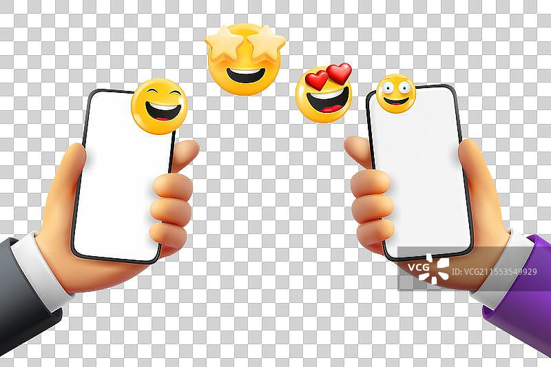接收表情符号的两部智能手机 3D图片素材