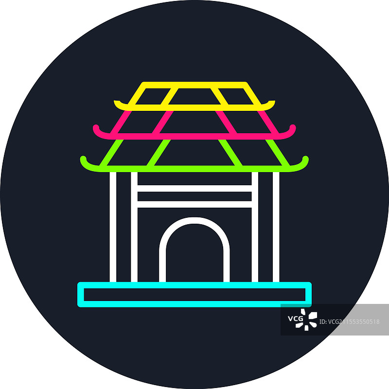 凉亭线条多彩图标图片素材