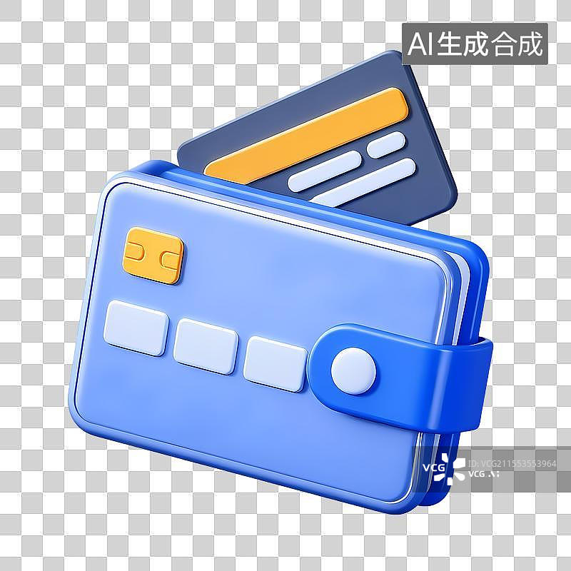 【AI数字艺术】卡通3D可爱风钱包信用卡图标图片素材