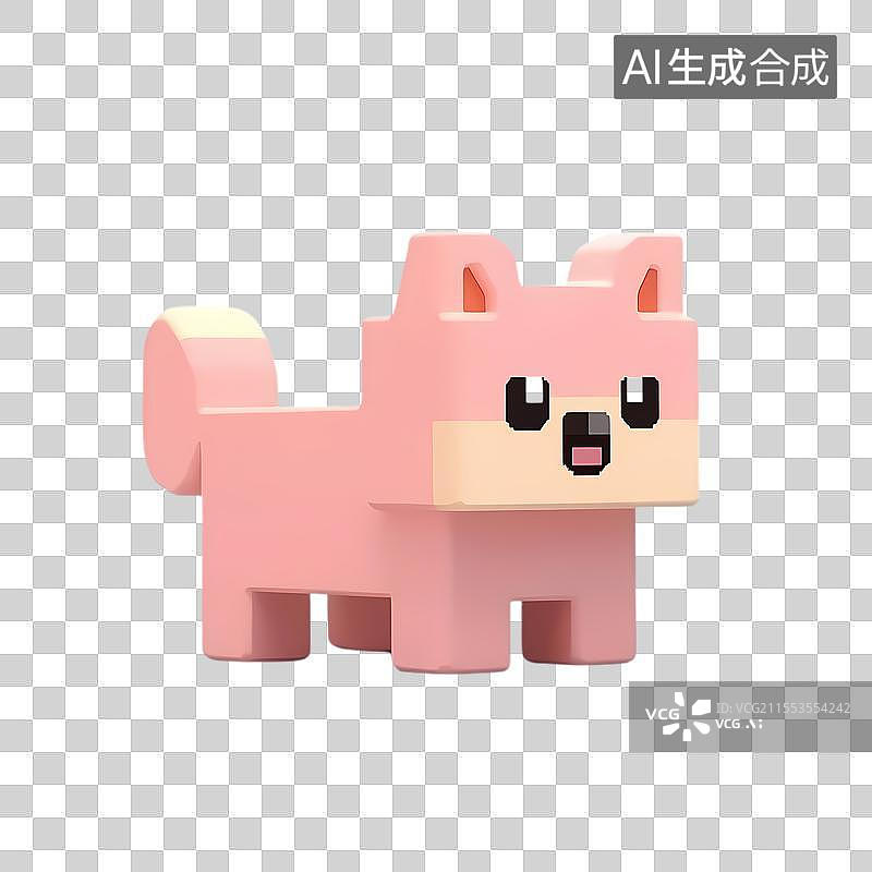 【AI数字艺术】3D像素风可爱柴犬模型图片素材