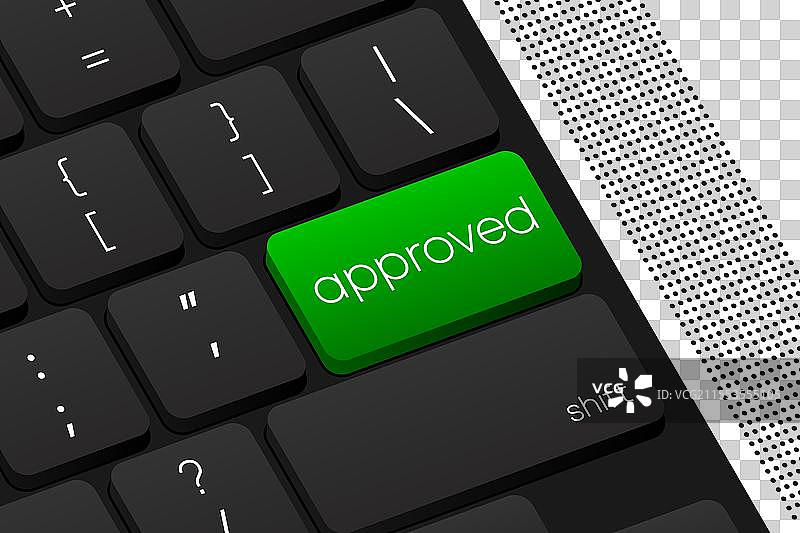 电脑键盘上的“批准”按钮字样图片素材