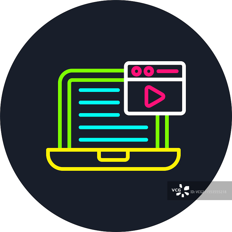 视频网站线条多彩图标图片素材