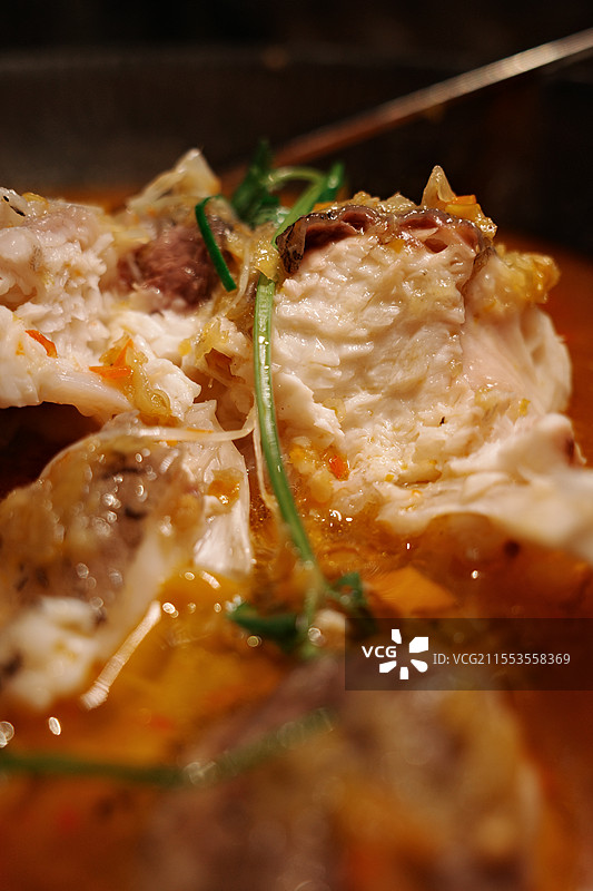 北京湖南餐厅剁椒辣椒蒸鱼头图片素材