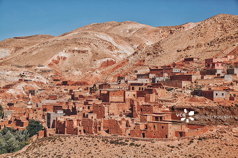 摩洛哥阿伊特本哈杜村，权利的游戏取景地，沙漠中的泥土城图片素材