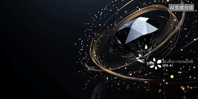 【AI数字艺术】钻石艺术黑色背景图片素材