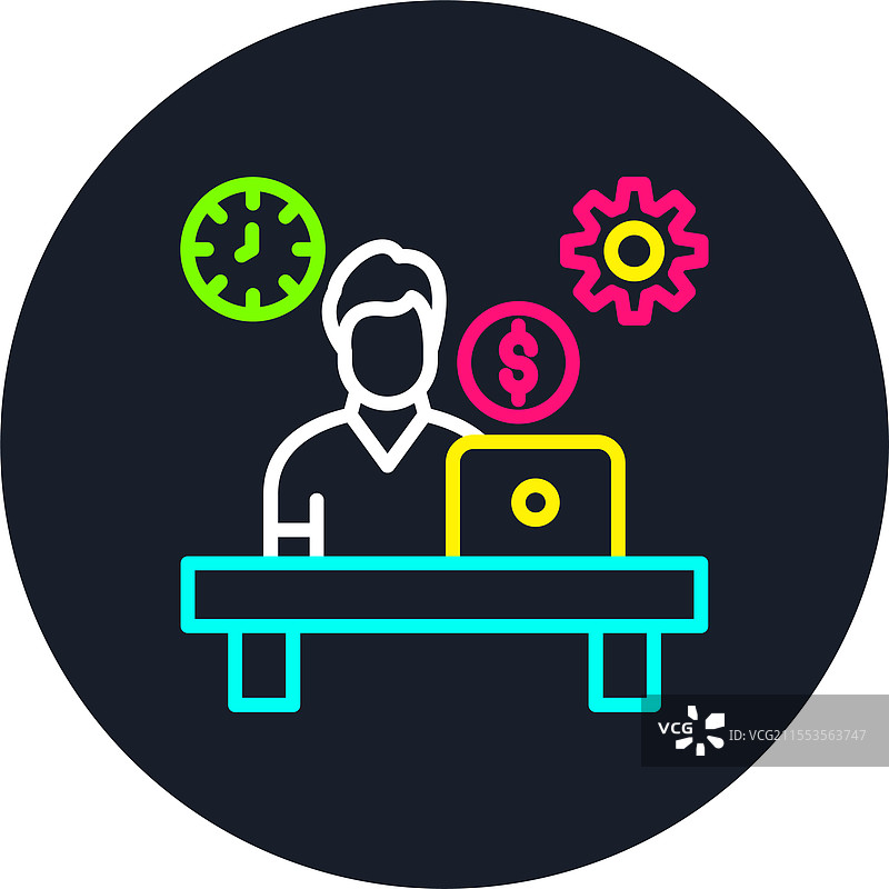 努力工作的多色图标图片素材