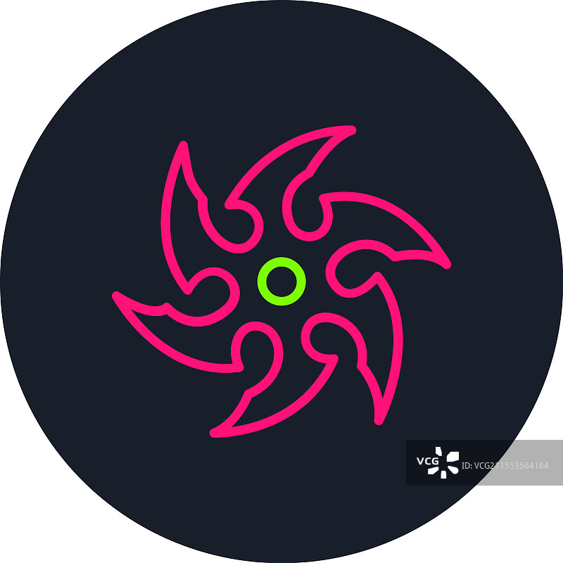 忍者刀线条多色图标图片素材