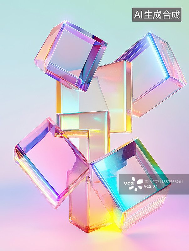【AI数字艺术】几何色块的奇妙碰撞图片素材