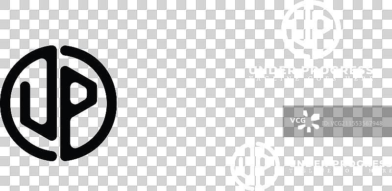 黑色的抽象首字母UP或PU标志图片素材