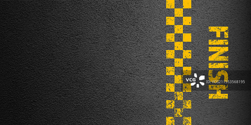 沥青道路上有黄色的终点线标记图片素材