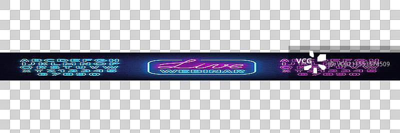 砖墙背景上的直播网络研讨会霓虹灯标志图片素材