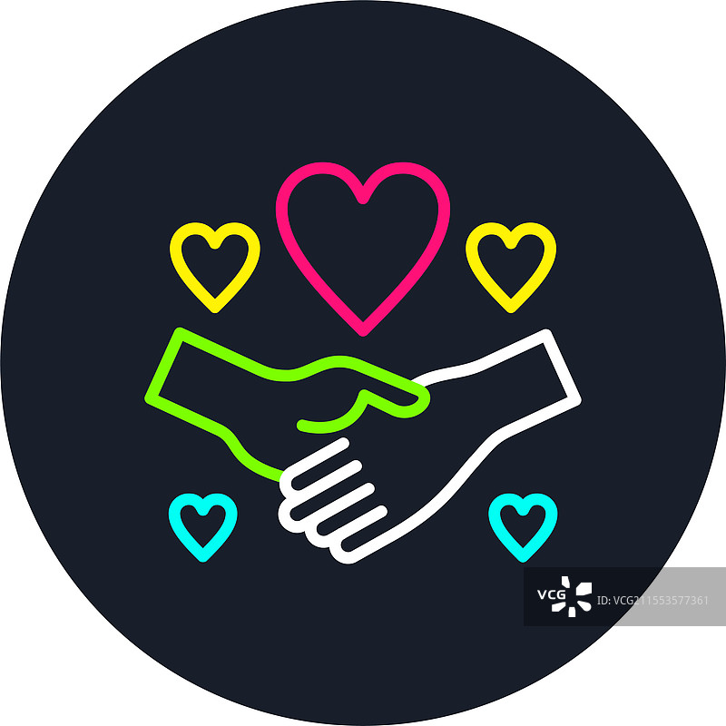 手牵手线条多彩图标图片素材