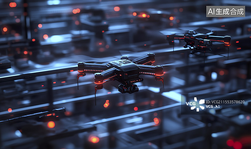 【AI数字艺术】无人机在电路板上图片素材